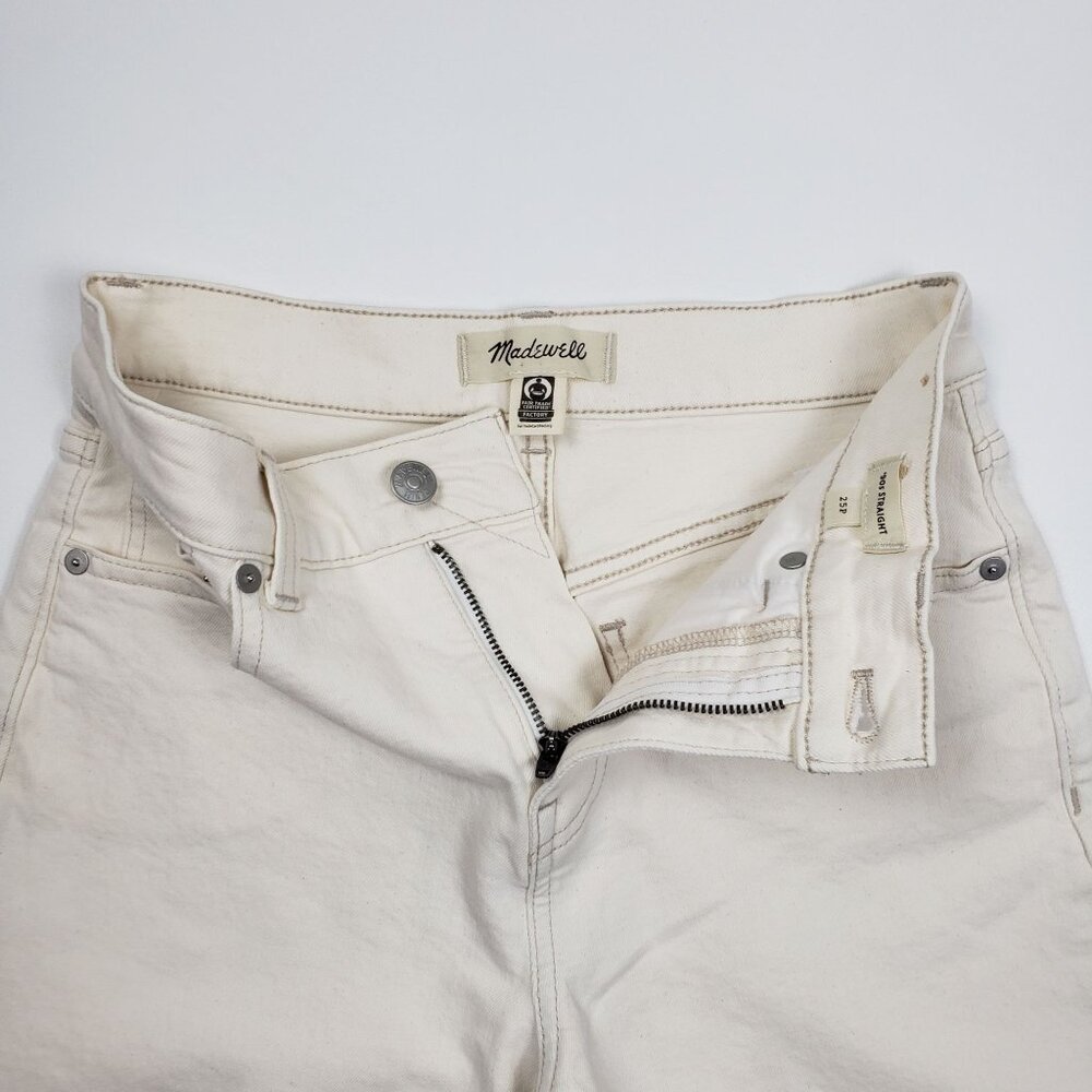 Madewell The Petite 90's Straight Jean Women's Sz 25P Ivory Vintage Canvas Denim - Picture 14 of 16